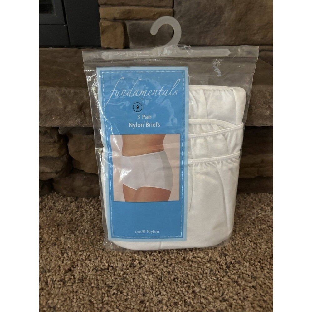 3 pair VTG Sz 9 Sears VIP Nylon Brief Panties Underwear Fundamentals White